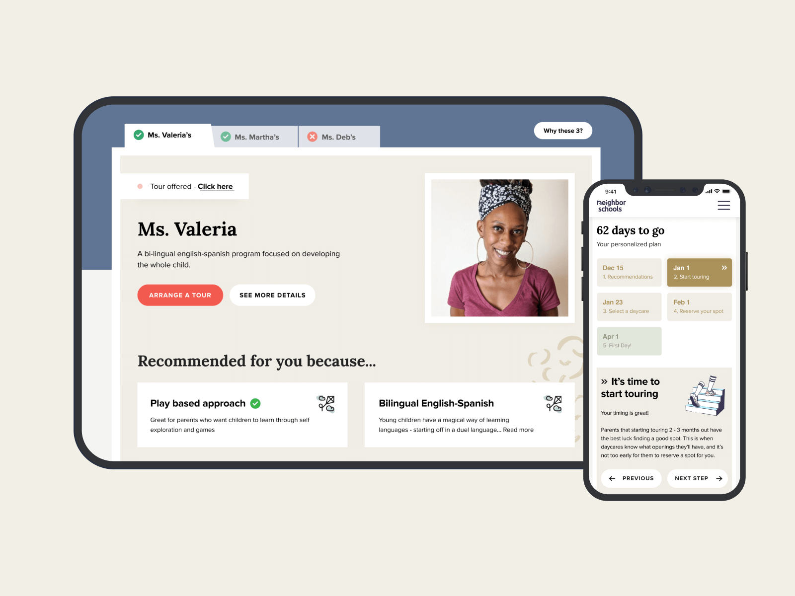 NeighborSchools onboarding micro-chat flow
