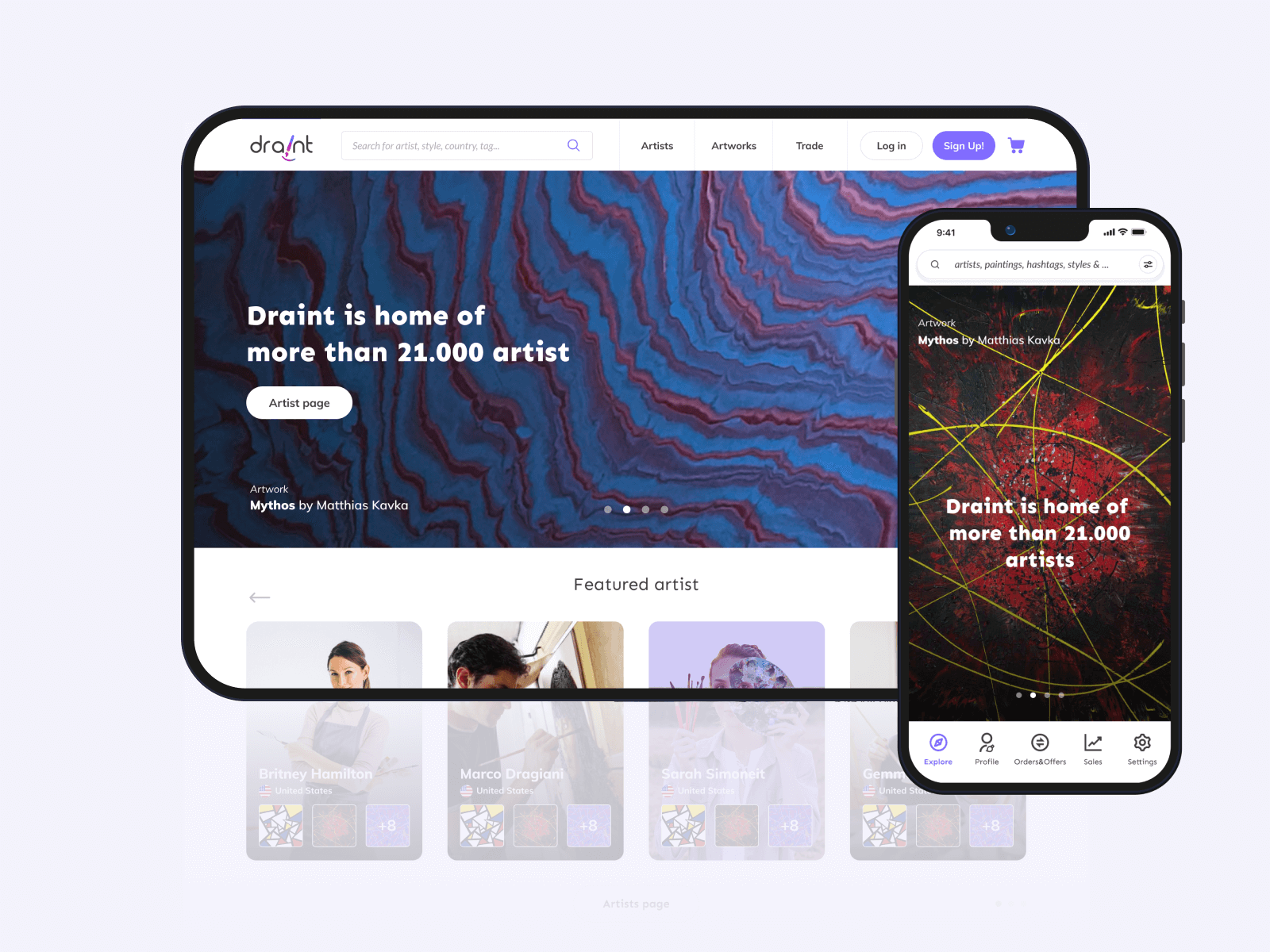 Draint Art marketplace homepage