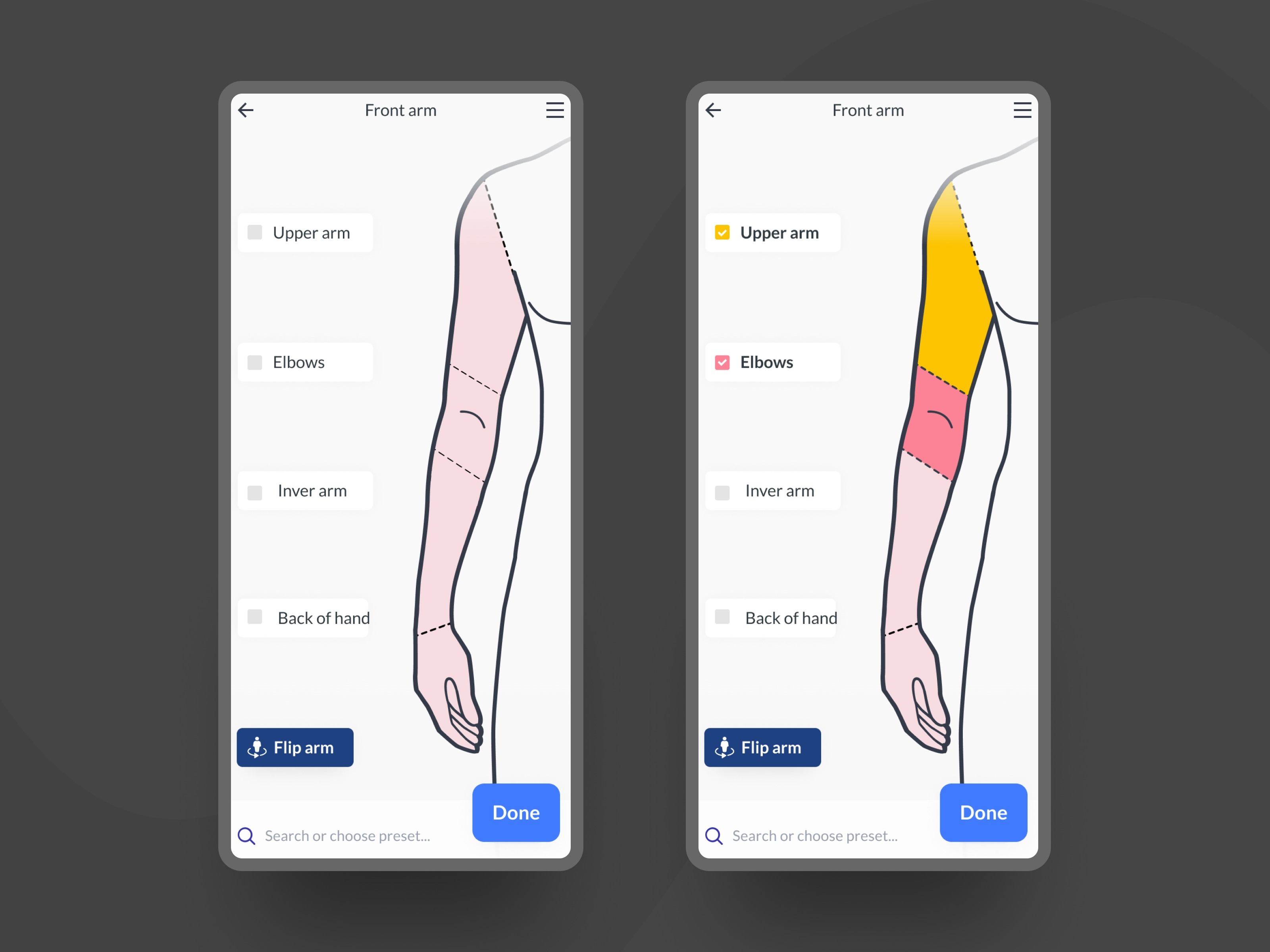 Piction Health symptom questionnaire screen